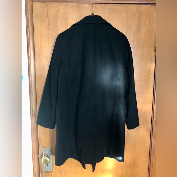 Vintage J. Crew Double Breast Pea Coat Black Wool Blend Pockets Collared Size S - Picture 4 of 5